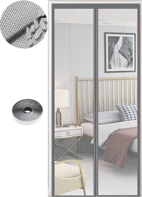 Image de Moustiquaire magnétique - Moustiquaire de porte - 85x200 cm - Gris