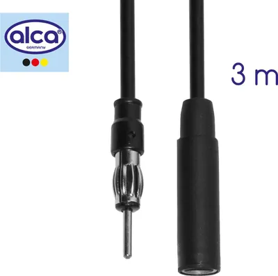 Zdjęcie produktu dla alca® Radio samochodowe DIN Przedłużacz antenowy 3 m Przedłużacz samochodowy koncentryczny z adapterem Wtyczka FM/AM LM UKW Kabel antenowy uniwersalny
