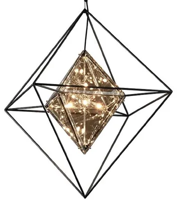 Produktbild von Casa Padrino Luxus LED Hängeleuchte Schwarz 76,2 x 76,2 x H. 106,7 cm - Designer Lampe mit handgefertigtem Schmiedeeisen Rahmen