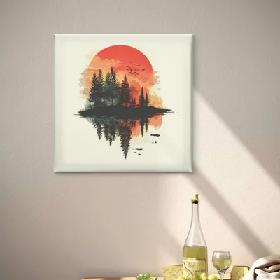 Produktbild von Leinwand Bilder auf Keilrahmen - Wald Natur Bunt WALD IN FLAMMEN - moderne Wanddeko für Wohnzimmer, Wandbild Kunstdruck | Alivia Arts