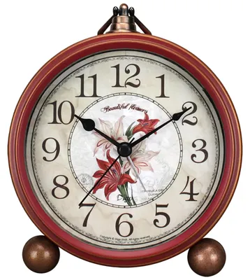 Retro Rote Metall-Tischuhr, Stiller Quarzwerk, 19,5 cm, Analog