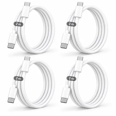 Produktbild von 4x USB-C Ladekabel 2m – USB-C auf USB-C 20W Schnell-Ladekabel – Lade- & Datenkabel für iPhone 15 bis 17 Pro Max, Samsung, Huawei & mehr