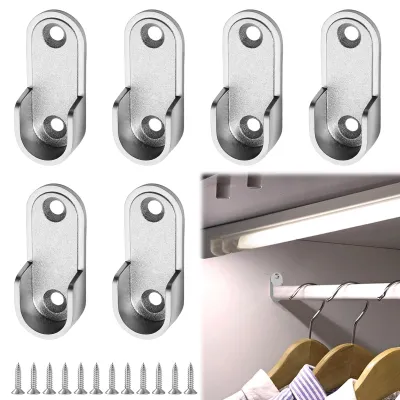 6er-Set Kleiderstangenhalter aus Metall, Wandhalterung, inkl. Schrauben