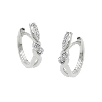Produktbild von Creole 17x4mm Klappscharnier überkreuzt mit Zirkonias glänzend Silber 925
