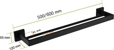 Immagine prodotto di Portasciugamani da bagno, nero opaco, 60 cm