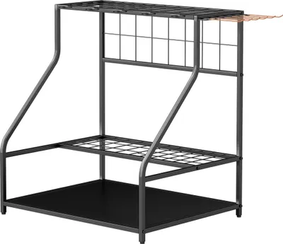 Produktbild von Aufbewahrungsgestell für Gartengeräte, 3-stufiges Regal für Werkzeug, Gartenwerkzeug-Organizer, Metall, Orange