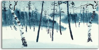 Produktbild von Coloray Canvas 120x60  Wandbild Leinwand Bilder Landschafts Wald Schnee Wald Winter