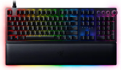 Produktbild von Razer Huntsman V2 Gaming Tastatur (lila Switches) - optische Gaming Tastatur, Clicky Purple Switches, Chroma RGB, deutsches Layout (QWERTZ)
