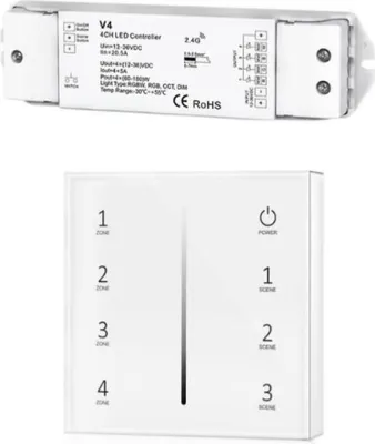 Produktbild von Drahtloser Monochrom-Touchscreen-Dimmer mit 4 Zonen und RF-Dimmer