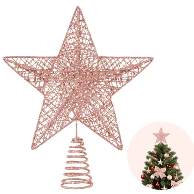 Baumspitze Stern Roségold 20 cm glitzernd