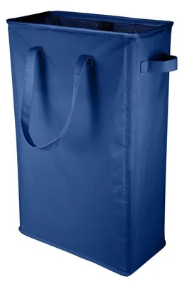 Produktbild von Wäschekorb 45L Schmal mit Griffen, Oxford Stoff, Dunkelblau 39x19x60cm