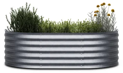 Produktbild von Blumfeldt High Grow Extended Hochbeet - Ergonomisches 300-l-Hochbeet aus Galvalume-Stahl, Rost- und Frostsicher, 150 x 60 x 43 cm, Halbrundes Design für Garten, Blumen und Gemüse, Einfache Montage