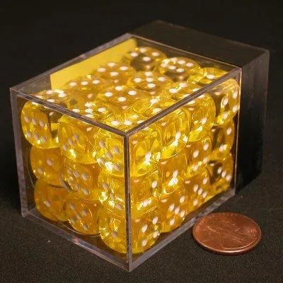 Produktbild von Chessex Durchscheinendes Gelb/Weiß D6 12mm Würfelset (36 Stück)