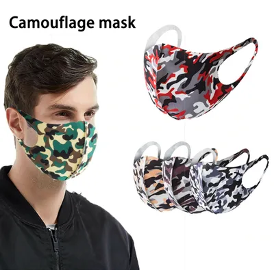 5 x Mundschutz Behelf-Mund-Nasen-Atem-Schutz Maske Waschbar Camouflage