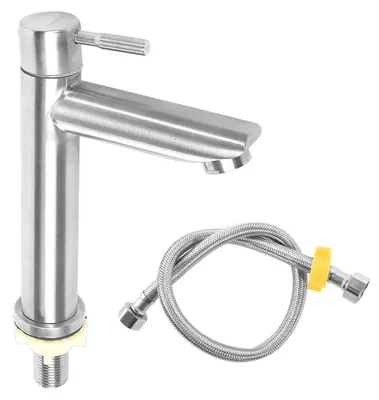 Immagine prodotto di Rubinetto monocomando in acciaio inossidabile per bagno degli ospiti, con tubo da 60 cm