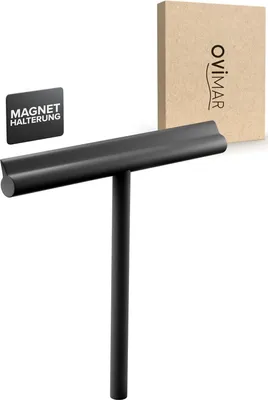 Produktbild von Famanu Duschabzieher mit Magnethalterung - Schwarz, 23,5 cm