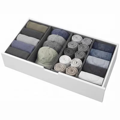 Produktbild von Aufbewahrungsbox Schubladen Organizer aus Vliesstoff Faltbare Aufbewahrungsboxen 4er-Set 17,5 x 35 x 11 cm für NORDLI Kommode ohne Fächer