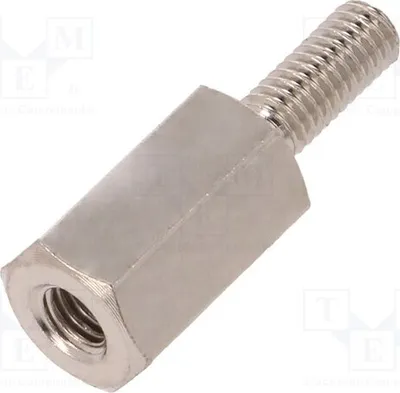 Produktbild von 10x Distanzmuffe mit Gewinde 10mm Außengew: M3 Innengew: M3 Nickel 215X10 Distanze