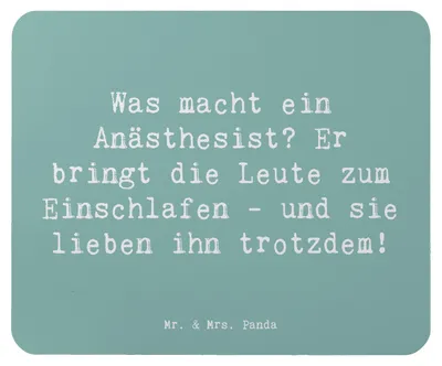 Produktbild von Mr. & Mrs. Panda Mauspad Spruch Anästhesist Schlafprofi - Meeresbrise - Geschenk, Anästhesiologie, Einfühlungsvermögen, Berufsliebe, laptop, Vitalfunktionen, Mouse Pad
