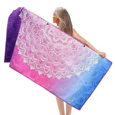 Zdjęcie produktu dla Ręcznik plażowy XXL z mikrofibry, wymiary 200x100 cm, fioletowy wzór