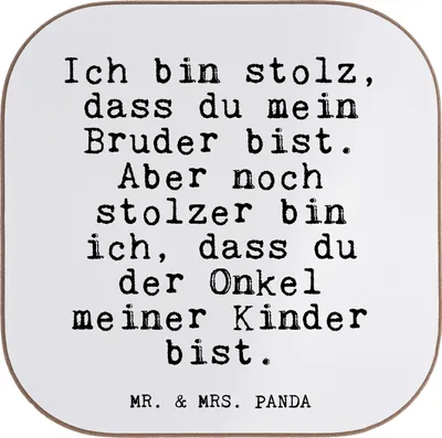 Produktbild von Mr. & Mrs. Panda Untersetzer Glas Ich bin stolz, dass... - Weiß - Geschenk, Neffe Geburt, stolz, Design, Onkel, Spruch, Coaster, schöner, Holzuntersetzer, Sprüche, Nichte