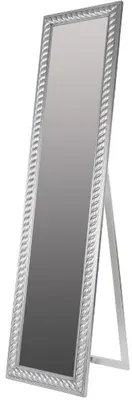 Produktbild von Casa Padrino Barock Standspiegel Silber mit wunderschönem antik-silbernem Kordelrahmen H. 180 cm - Handgefertigt