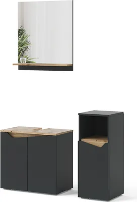 Produktbild von Badmöbel-Set Vicco Marelle Anthrazit 3 Teile, mit Midischrank, Model 47692