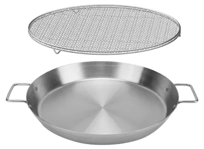 Zdjęcie produktu dla Zestaw do gotowania ze stali nierdzewnej 2 w 1, idealny do grillowania i ogniska
