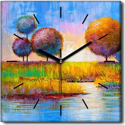 Produktbild von Coloray Uhr auf Leinwand 30x30 cm Wand Uhr Dekoration Wohnzimmer Segeltuch schwarze Hände -Radbaumwasser