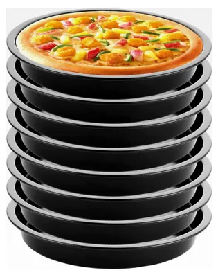 Produktbild von 8er-Set Pizzableche, runde Backform 18 cm, Kohlenstoffstahl, antihaftbeschichtet