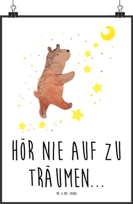 Produktbild von Mr. & Mrs. Panda Bild Bär Träume DIN A2 - Weiß - Geschenk, kunstdruck poster, Teddy, Design, drucke, Traum, Träumen, wanddeko, Traumdeutung