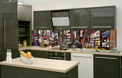 Produktbild von Küchenrückwand Folie selbstklebend TIMES SQUARE 260 x 60 cm - Klebefolie - Dekofolie - Spritzschutz für Küche -