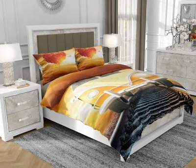 Produktbild von Bettwäsche 200x220 cm + 2x70x80 cm, 3-teilig, 100% Baumwolle, Satin, Reißverschluss, bunt, Orange - SOVIO | So.0184