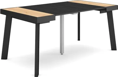 Produktbild von Ausziehbarertisch, 160x90x73cm, Für 8 Gäste, Hölzerne Beine, Eiche Schwarz