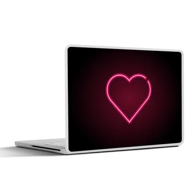 Produktbild von MuchoWow® Laptop Aufkleber Sticker Cover Rosa Neonherz 40x30 cm - Laptop Dekoration - Selbstklebend