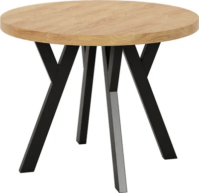 Produktbild von Esstisch - Runder Ausziehbarer -  Runder Esstisch - 100/200 cm - Hikoraholz - Ausziehbar - Metallbeine - Modernes Design - für Küche