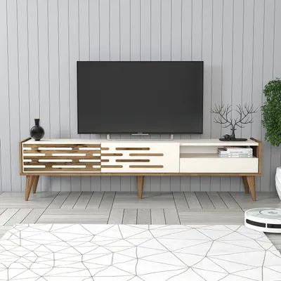 Produktbild von Skye Decor, Valensiya - Walnut, Cream, TV-Ständer, Nussbaum, 100 % MELAMINBESCHICHTETE SPANPLATTEN, 180 x 35 x 45 cm