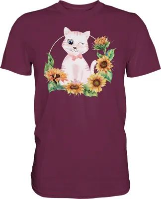 Produktbild von Katze Sonnenblumen Shirt Gärtner Kätzchen Garten Geschenk – Burgundy / M