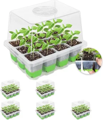 Produktbild von Famanu Anzuchtset 6 Stück - Mini-Gewächshaus mit 72 Zellen, grün