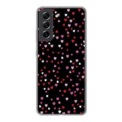 Produktbild von MuchoWow® Handyhülle Schutzhülle Hülle für Samsung Galaxy S21 FE Eine Illustration mit Herzen auf einem schwarzen Hintergrund Silikon Softcase Handy Hülle - Mobiltelefonhülle