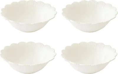 Produktbild von 4er Set Müslischalen FLEURI BIANCO Wellendekor D. 16cm weiß Porzellan Easy Life