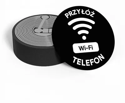 Zdjęcie produktu dla Naklejka NFC WiFi czarna antymetal NTAG213 Ø25 mm 10 szt.