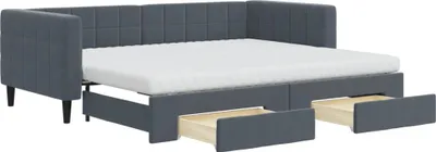 Obrázok produktu pre vidaXL Denná rozkladacia posteľ so zásuvkami tmavosivá 90x200 cm zamat