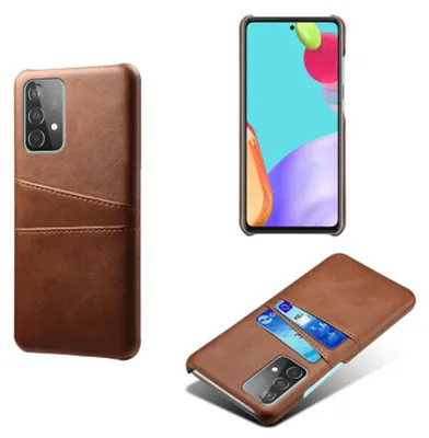 Productafbeelding van MobyDefend Hoesje - Geschikt voor Samsung Galaxy A52 / A52s - Lederen Backcover Met Vakjes Pasjes - Bruin