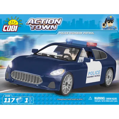 Obrázek produktu pro COBI Action Town Police Highway Patrol, policejní hlídka na dálnici, policista, vozidlo, hračka, stavební kostky, 117 dílů, 1548