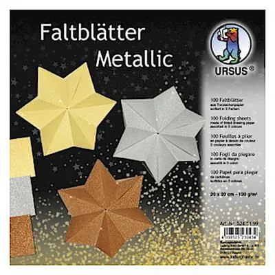 Produktbild von Faltblätter Metallic 130g/qm 20x20cm VE=100 Blatt 3 Farben