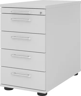 Produktbild von bümö office Standcontainer - mit 4 Schubladen - Griff: Relinggriff (Kunststoff), Nachbildung: Grau
