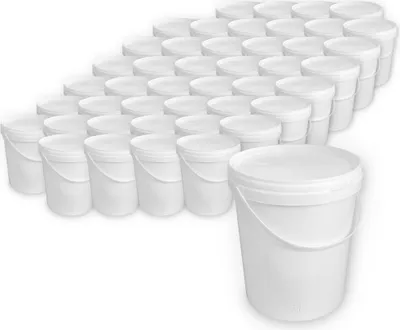 Produktbild von 45 Stück Leereimer mit Deckel 10 Liter weiß
