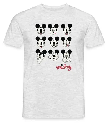 Produktbild von Mickey & Minnie Mickey Mouse Gesichtsausdrücke Männer T-Shirt, L, Grau meliert