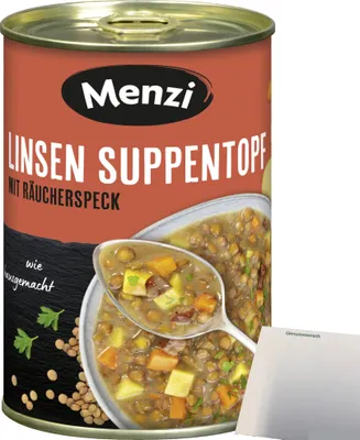 Produktbild von Menzi Linsen Suppentopf mit Räucherspeck (400ml Dose) + usy Block